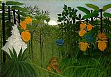 Henri Rousseau Famous Paintings - The Repast of the Lion